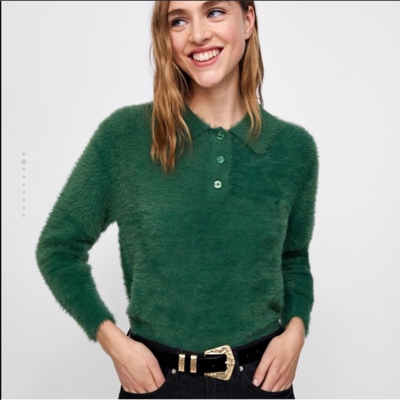 Zara | Sweaters | Zara Green Fuzzy 